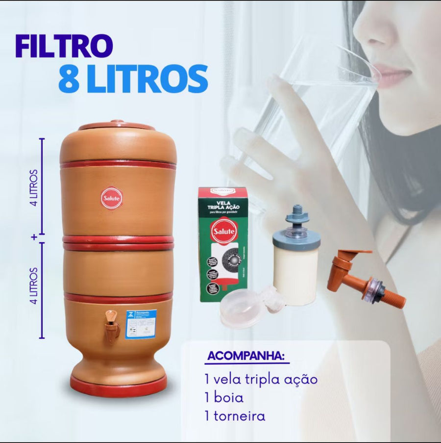 Filtro de Barro água limpa e filtrada 8L Salute